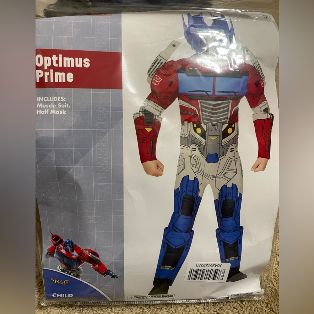 Transformers Optimus Prime muscular costume for kids, size small 4-6 per label